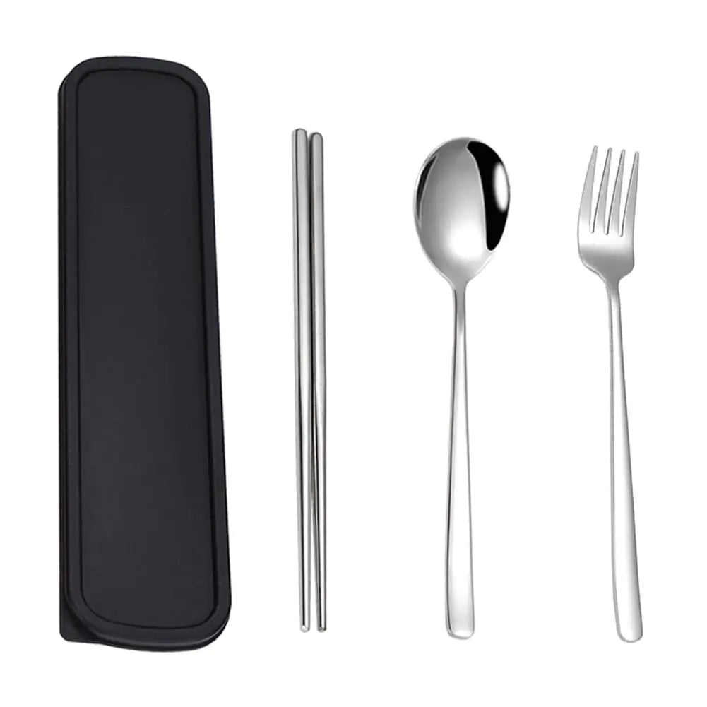 Portable Travel Utensils with Case 18/8 Stainless Steel 4pcs Cutlery Set Portable Camp Reusable Flatware Silverware Include Fork Spoon Chopsticks with Case
