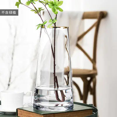 Luxury Gold Trim Glass Vase for Nordic Minimalist Decor