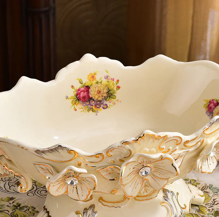 Hand-painted Ceramic Fruit Bowl and Wall Plate