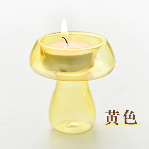 Creative Mushroom Glass Candle Holder for Home Decor