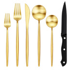 48-Piece Matte Gold Silverware Set