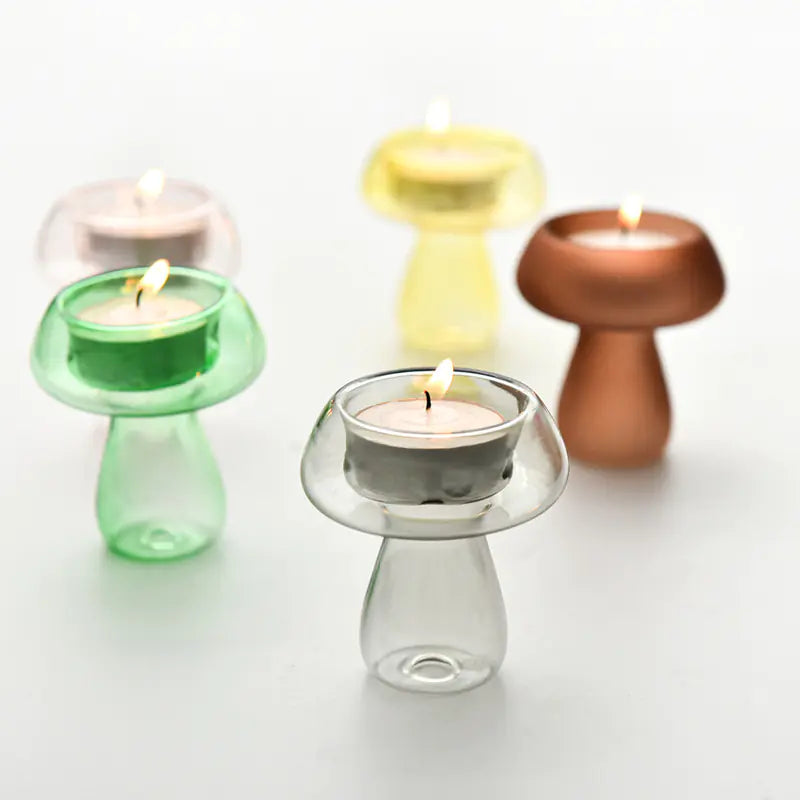 Creative Mushroom Glass Candle Holder for Home Decor
