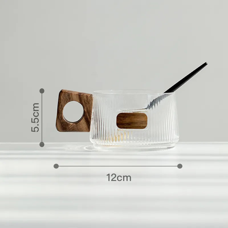 Walnut Glass Coffee Cup Set