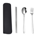 Portable Travel Utensils with Case 18/8 Stainless Steel 4pcs Cutlery Set Portable Camp Reusable Flatware Silverware Include Fork Spoon Chopsticks with Case