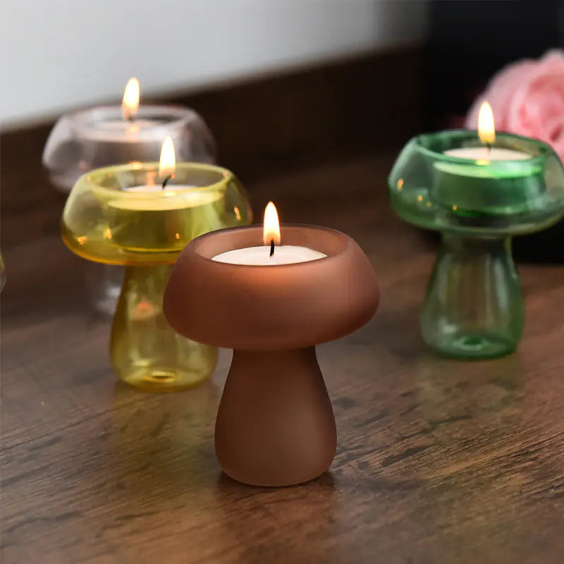 Creative Mushroom Glass Candle Holder for Home Decor