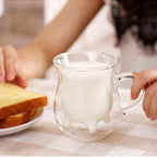 Cute Double Layer Glass Milk Cup