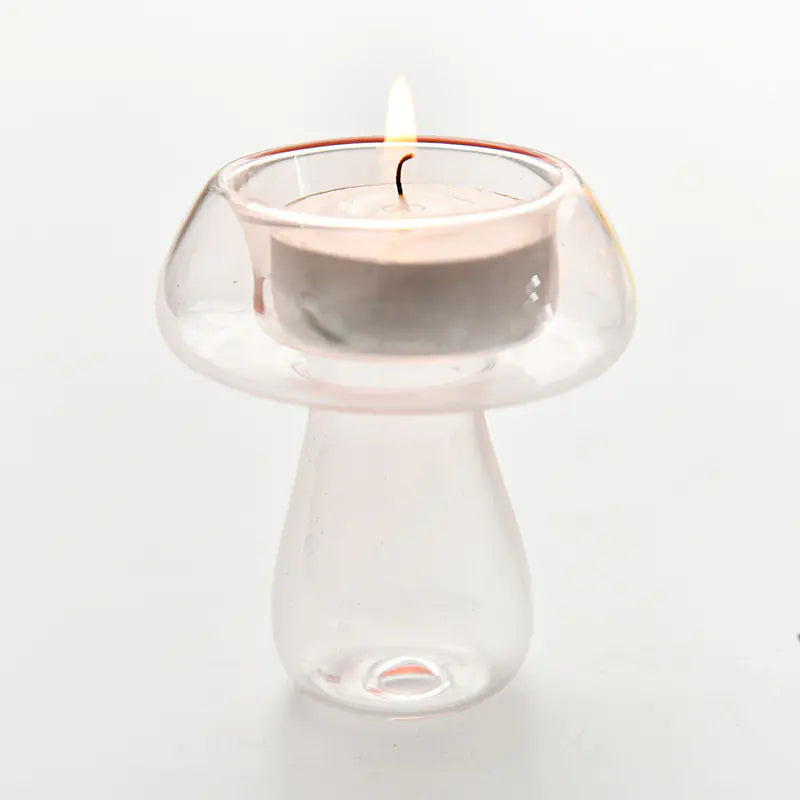 Creative Mushroom Glass Candle Holder for Home Decor