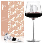 Physkoa Personalized Wine Glass-Wine Glass Gifts for Women(Etched Dishwasher Safe) Customized Wine Glass with Initial-Monogrammed A-Z Custom Wine Glass Gift for Birthday Christmas Letter-D