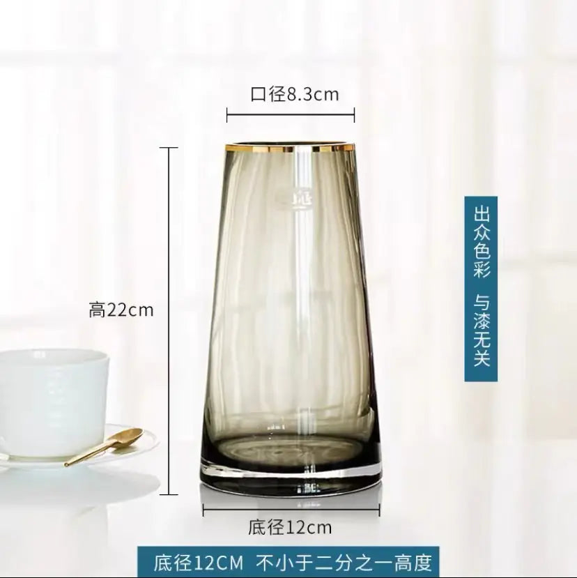 Luxury Gold Trim Glass Vase for Nordic Minimalist Decor