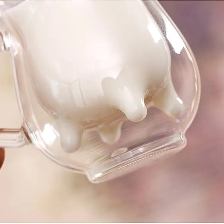 Cute Double Layer Glass Milk Cup