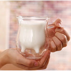 Cute Double Layer Glass Milk Cup