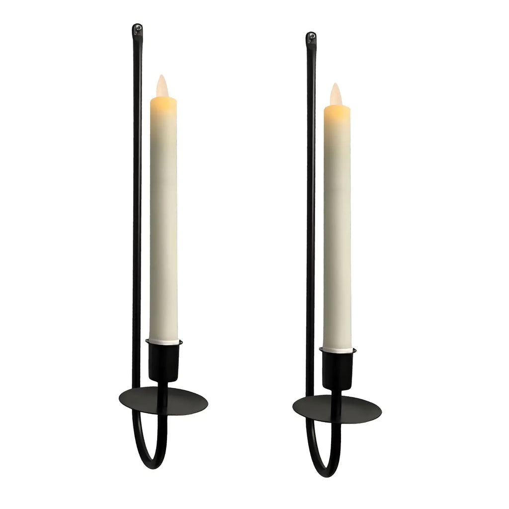 WHSLILR Metal Wall Candle Sconces Holder - Modern Candle Sconces Wall Decor Set of 2 Hanging Wall Candle Holder for Fireplace Hallway Living Room Farmhouse Stairway Wall Decor Black