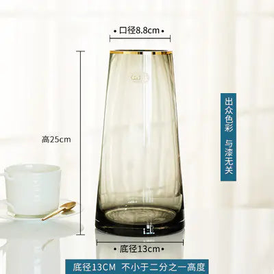 Luxury Gold Trim Glass Vase for Nordic Minimalist Decor