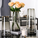 Luxury Gold Trim Glass Vase for Nordic Minimalist Decor
