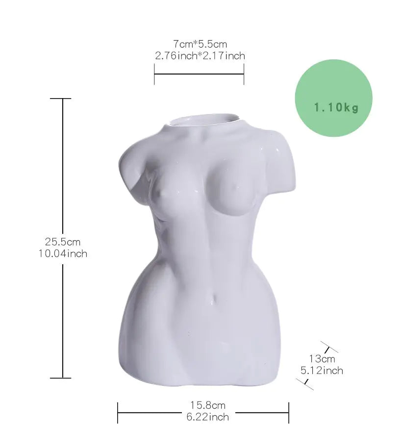 Nordic Minimalist Ceramic Vase with Figurine Decor