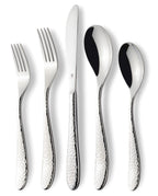 DANIALLI Modern Marettimo Hammered Silverware Set - 18/10 Stainless Steel Flatware for Elegant Dining - Dishwasher Safe Cutlery - Ideal for Home or Restaurant Use (80-Piece)