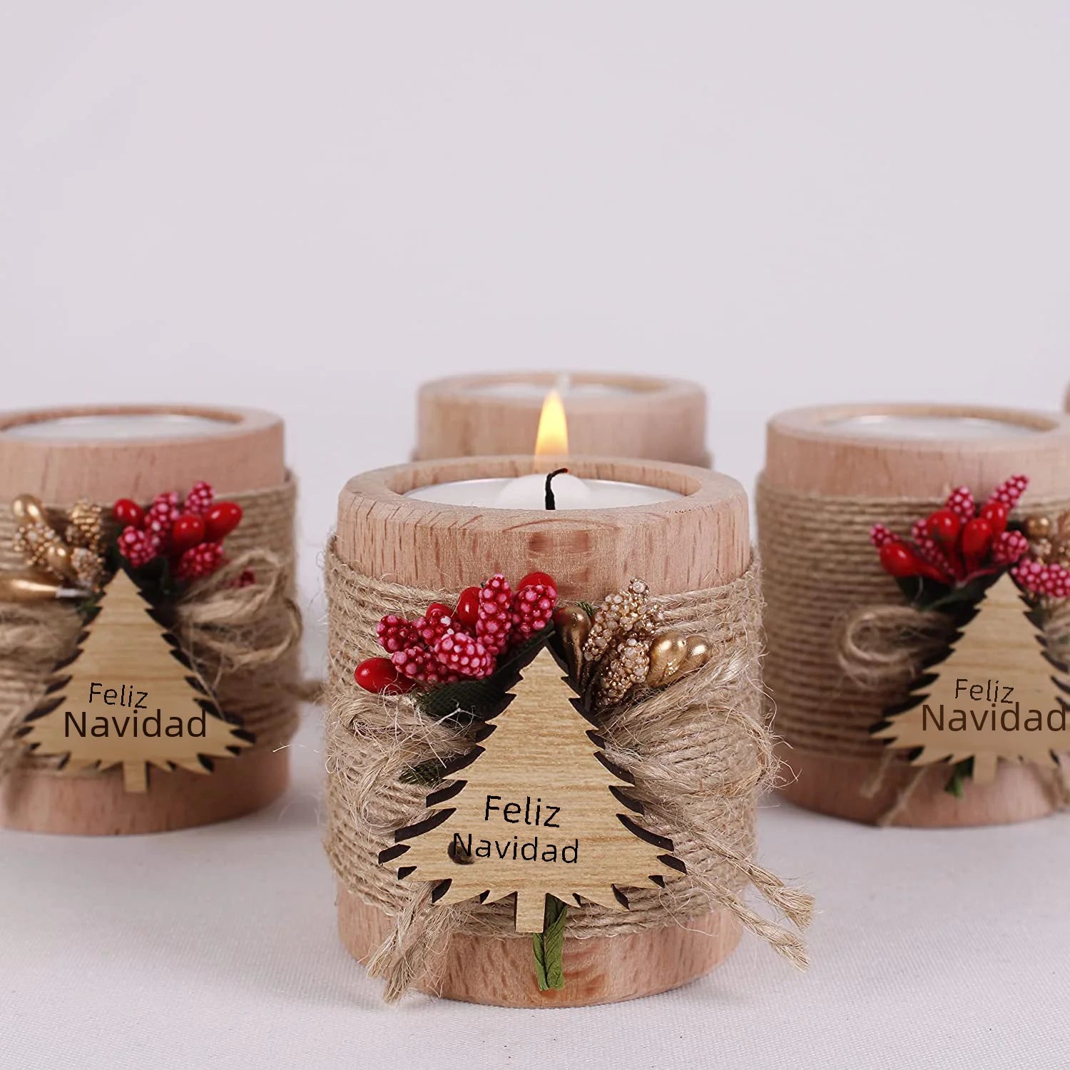 Wooden Candle Holder for Living Room and Parties