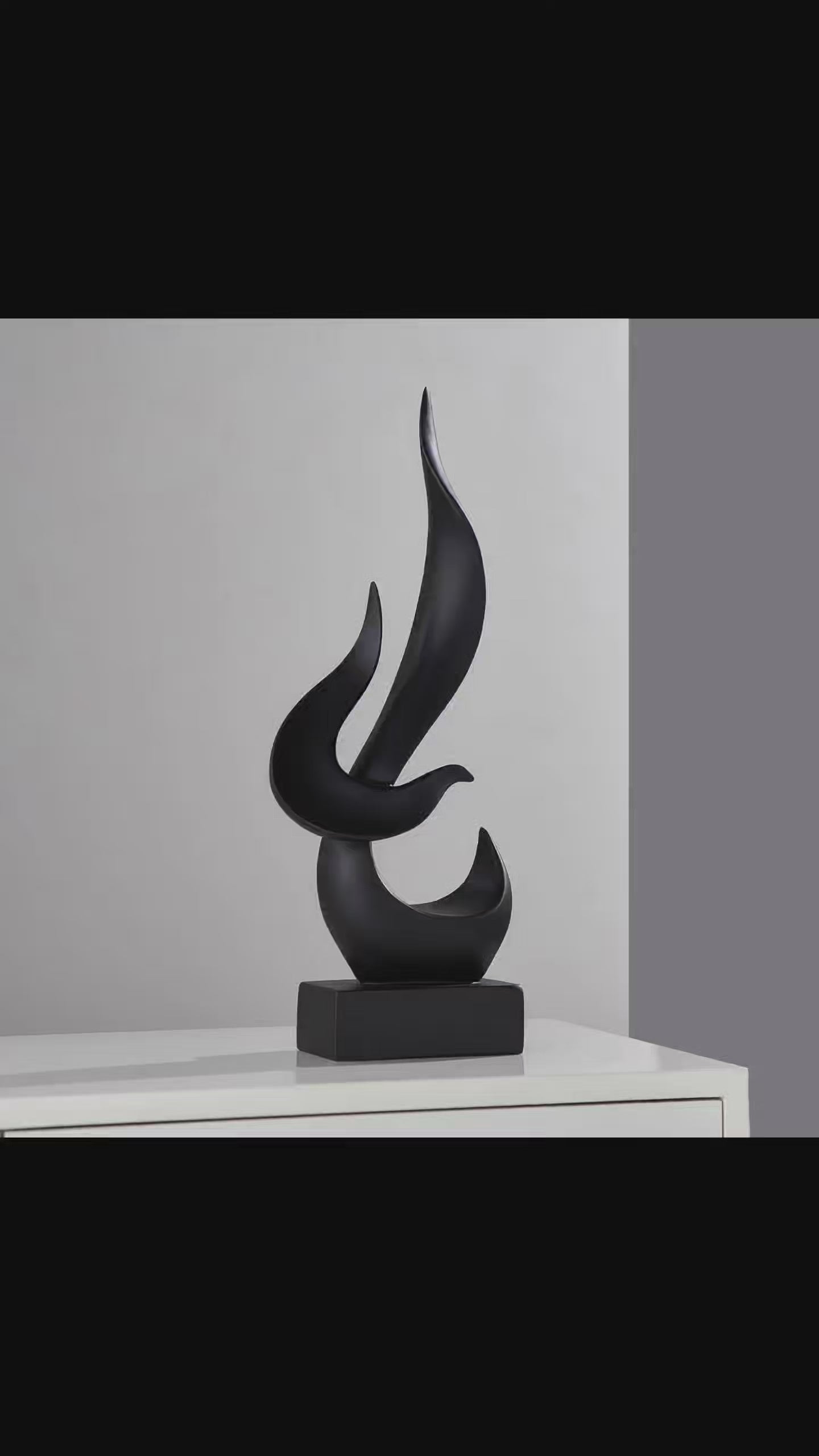 FJS Black Decor Modern Flame Statue Decorations for Living Room 15.3" H Resin Shelf Decor Accents Abstract Art Sculptures Home Decor for Shelves Dining Room Office Coffee Table Centerpiece