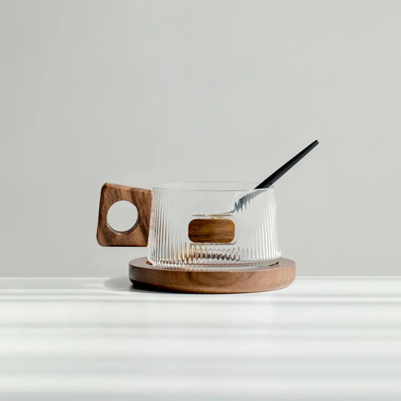 Walnut Glass Coffee Cup Set