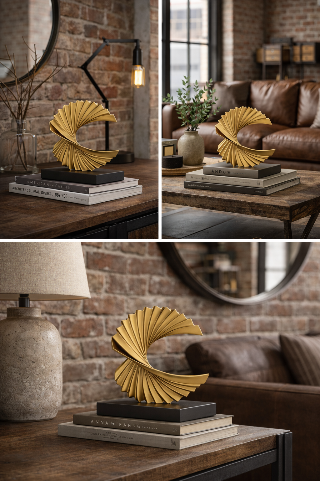 Paytonture Gold Shelf Decor Accents Ocean Wave Statue Modern Abstract Art Decor Resin Statue Gold Home Decor Abstract Statues Office Desk Decor Shelf Decor Accents for Men