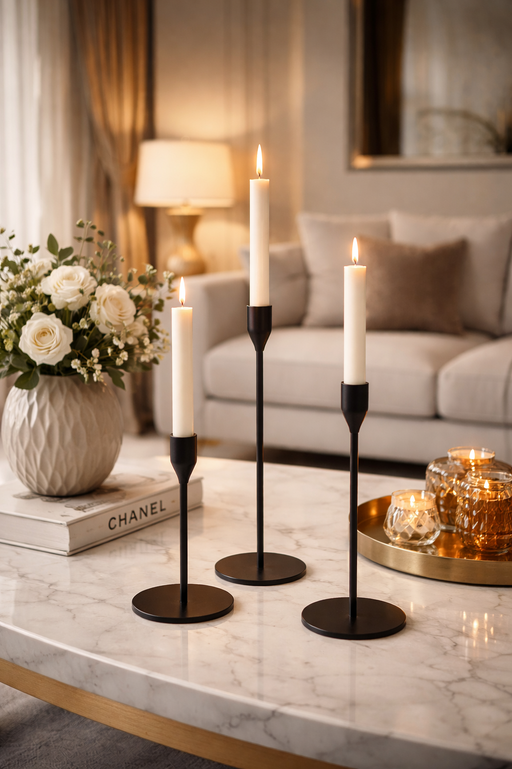 Aurum Noir Candle Holder — Set of 3