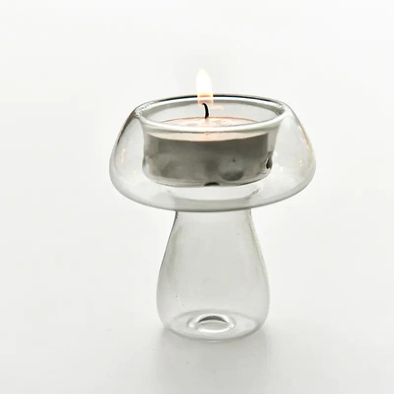 Creative Mushroom Glass Candle Holder for Home Decor