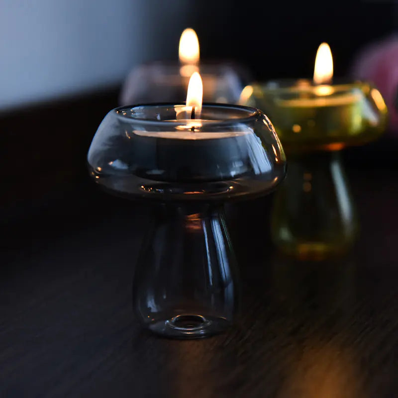 Creative Mushroom Glass Candle Holder for Home Decor